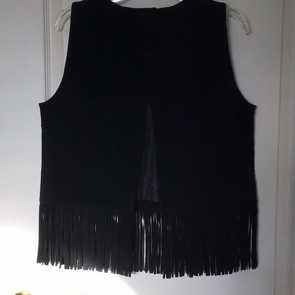 ASOS Black Leather Suede Fringe Top - Picture 2 of 13